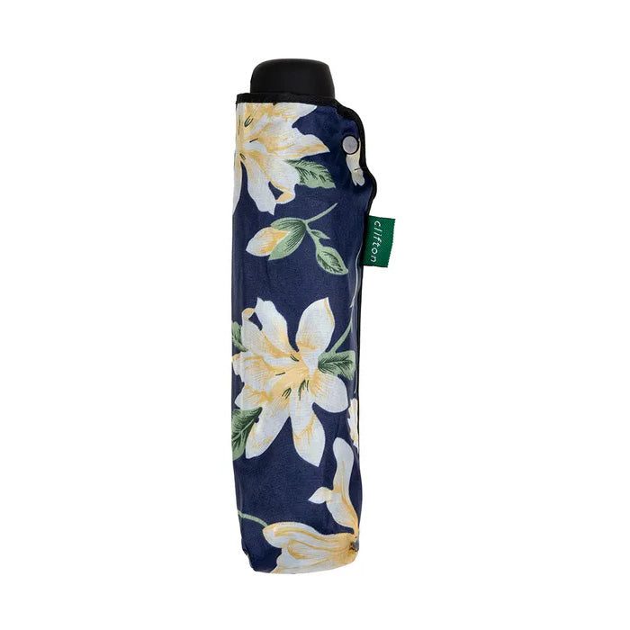 Clifton Floral Piped Edge Folding Mini Maxi Series White Lilly Umbrella