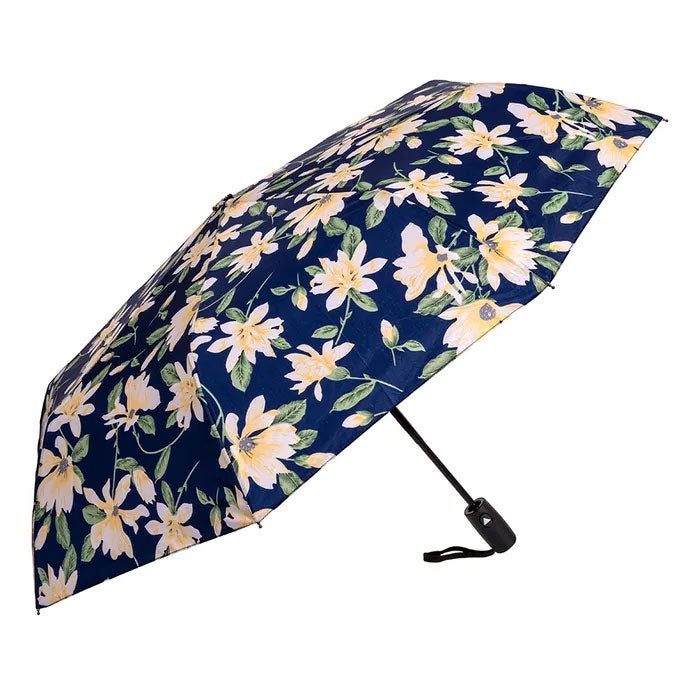 Clifton Compact Easy Close Auto Open White Lily Umbrella