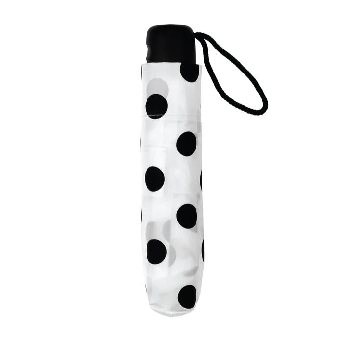 UPF50+ Clifton Compact Manual Black White Series Black Polka Umbrella