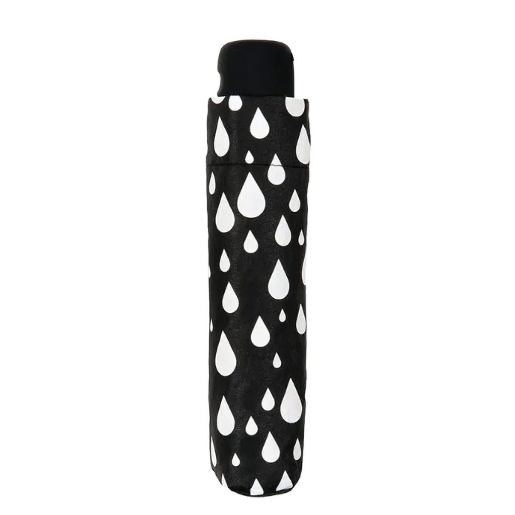 UPF50+ Clifton Compact Manual Black White Series Raindrops Umbrellas