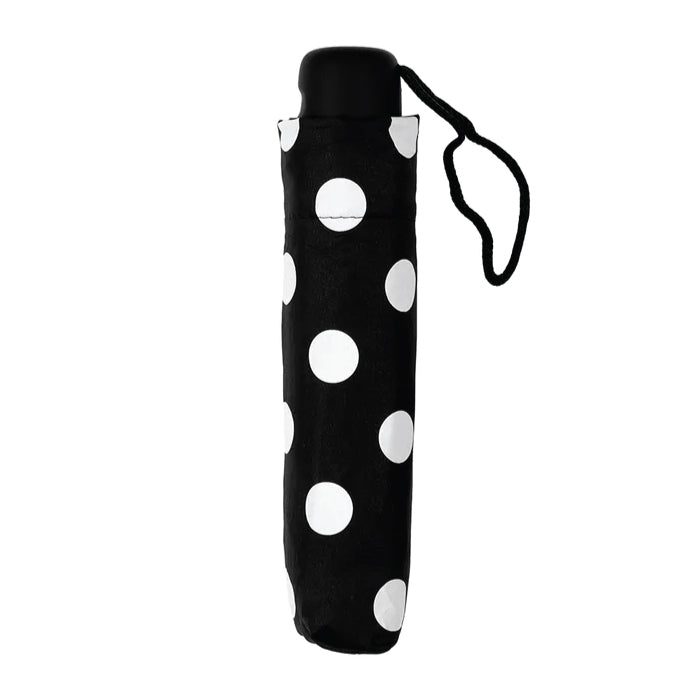 UPF50+ Clifton Compact Manual Black White Series White Spots Umbrella