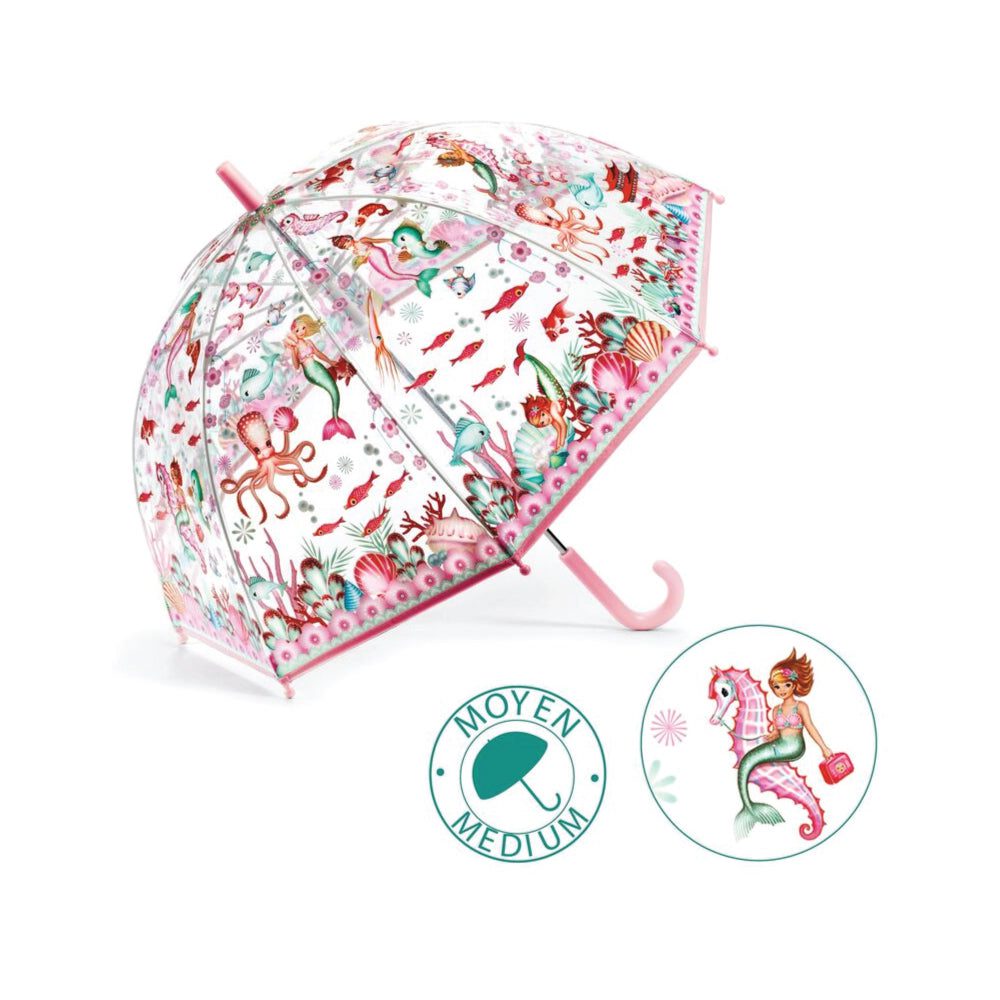 Djeco Kids PVC Clear Birdcage Mermaids Umbrella