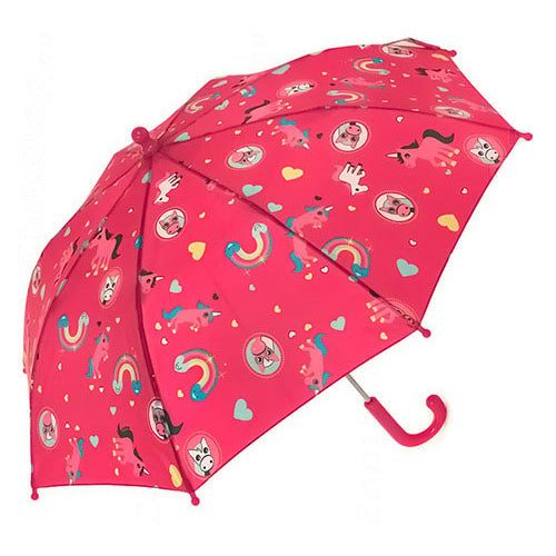 Doppler Childrens Kids Cool Pink Ponies Print Umbrella