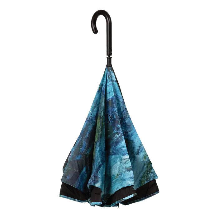 UPF50+ Clifton Outside-In Inverted Reverse Monet Water Lilies Umbrella