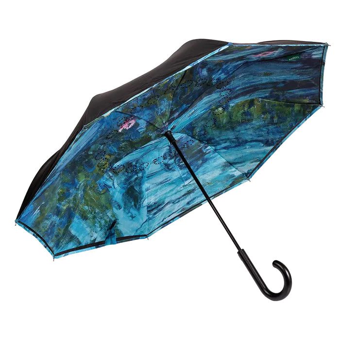 UPF50+ Clifton Outside-In Inverted Reverse Monet Water Lilies Umbrella