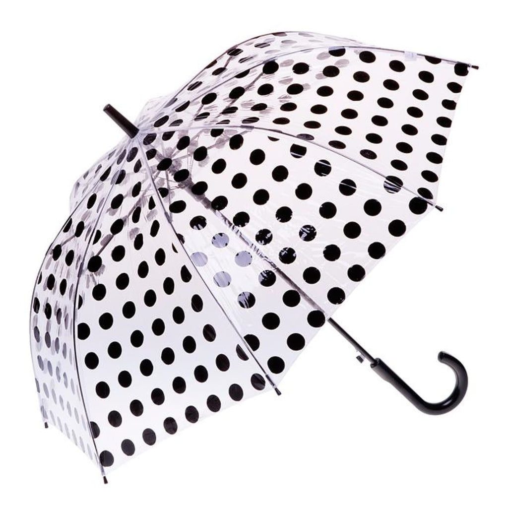 Clifton Auto Open PVC Clear Black Spots Umbrella