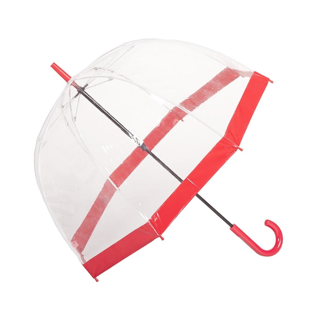 Clifton Clear Dome PVC Birdcage Red Border Umbrella