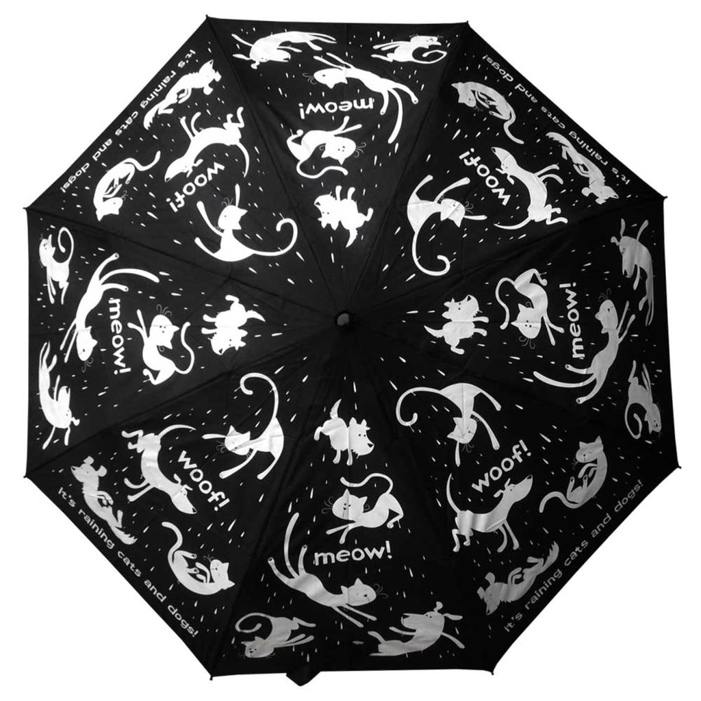 UPF50+ Clifton Compact Manual Black White Series Raining Cats and Dogs Umbrella