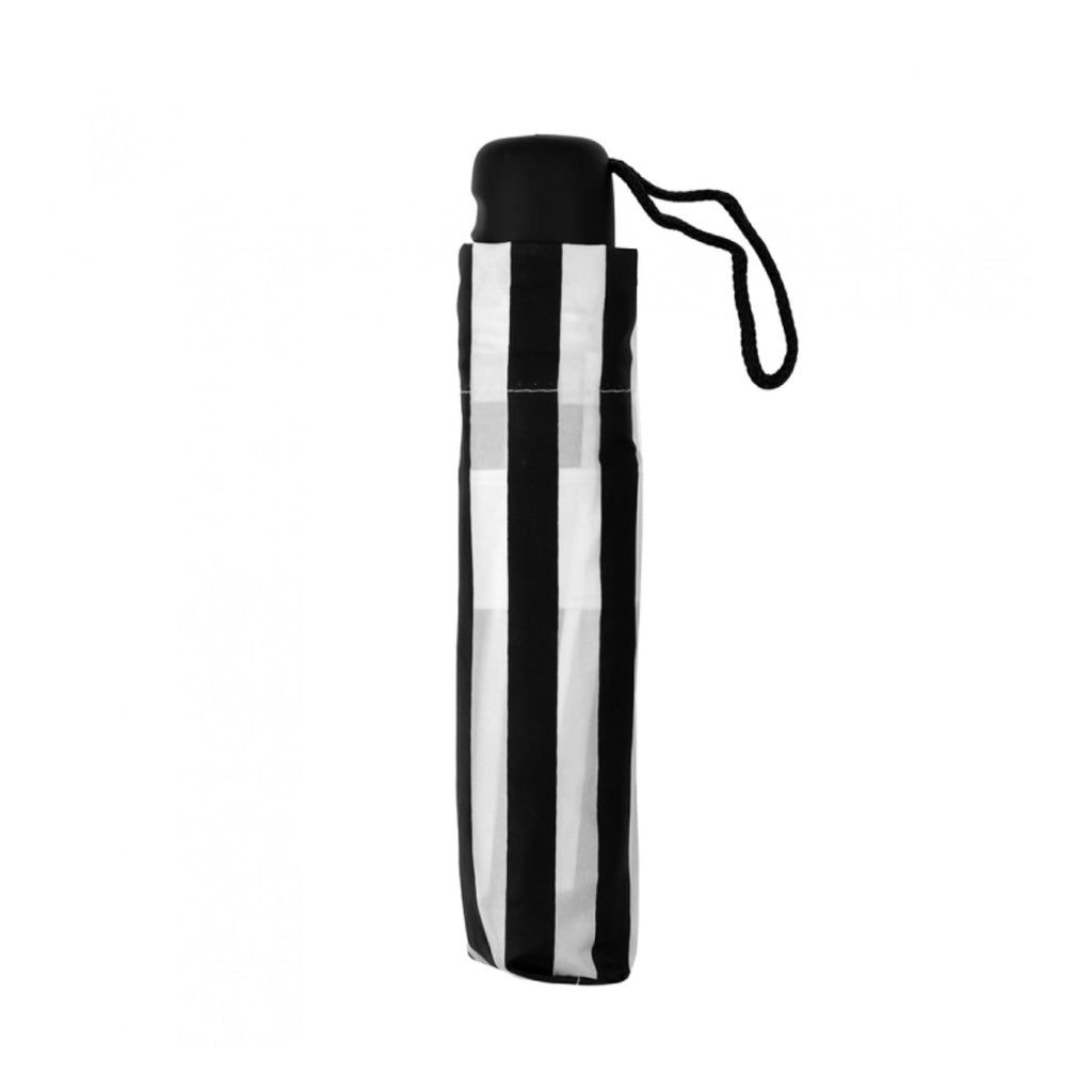 UPF50+ Clifton Compact Manual Black White Series White Stripe Umbrella