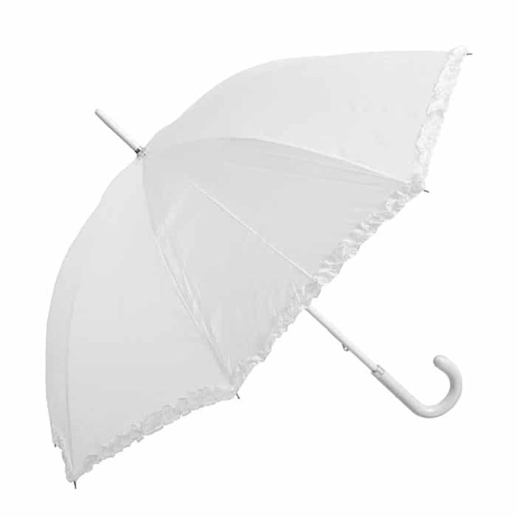 Clifton Frill Manual Walking Bridal Single Frill Parasol White Umbrella