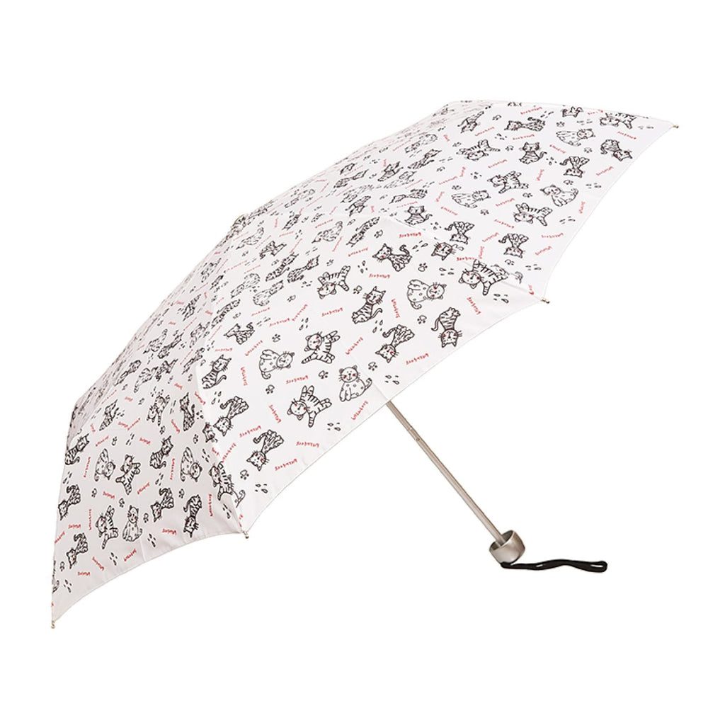 Clifton Manual Open Alu Lite Compact Folding Moggy Cat White Umbrella