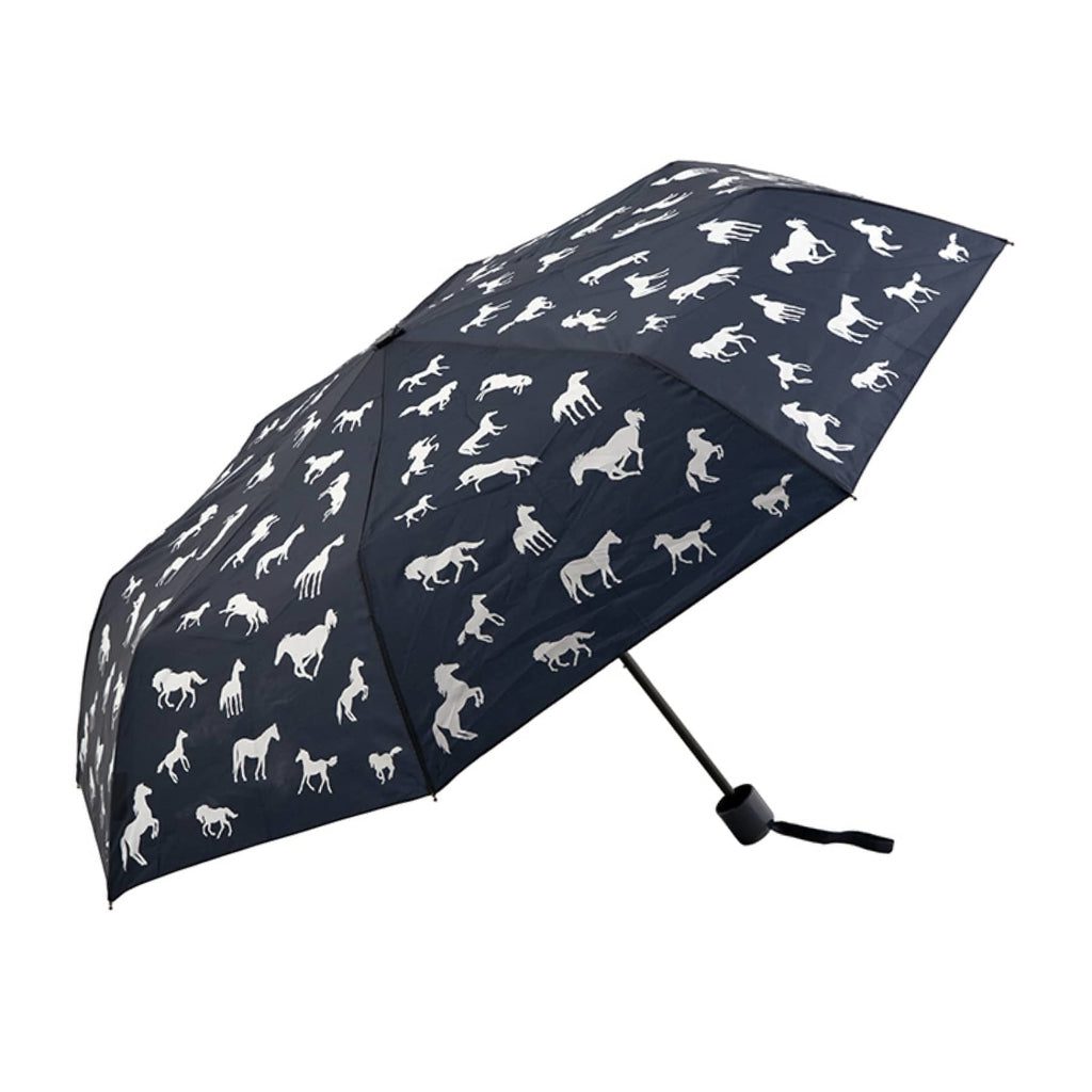 UPF50+ Clifton Mini Maxi Folding Compact Ink Navy Horses Umbrella