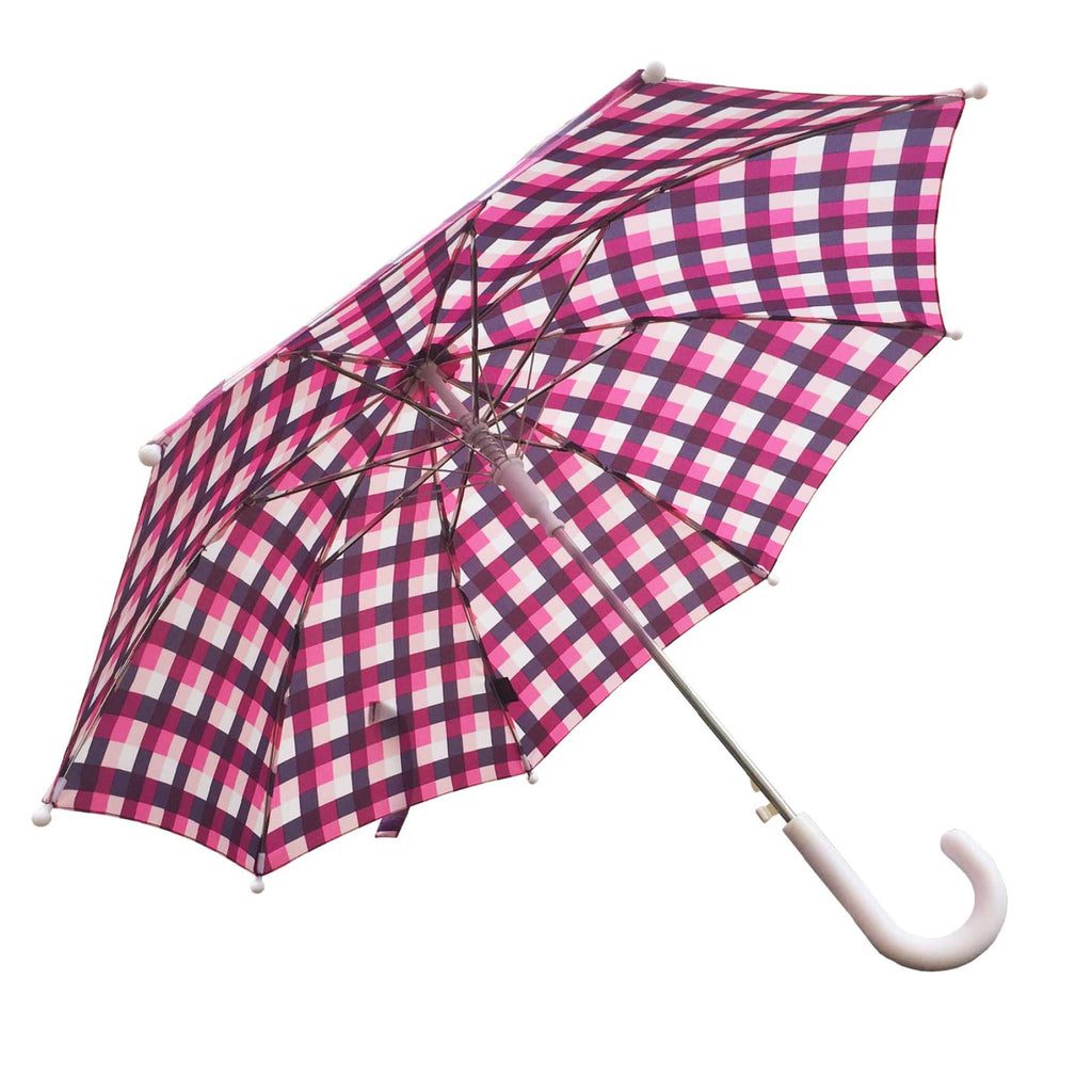 Shelta Classic Childrens Kids Auto Pink Tartan Umbrella