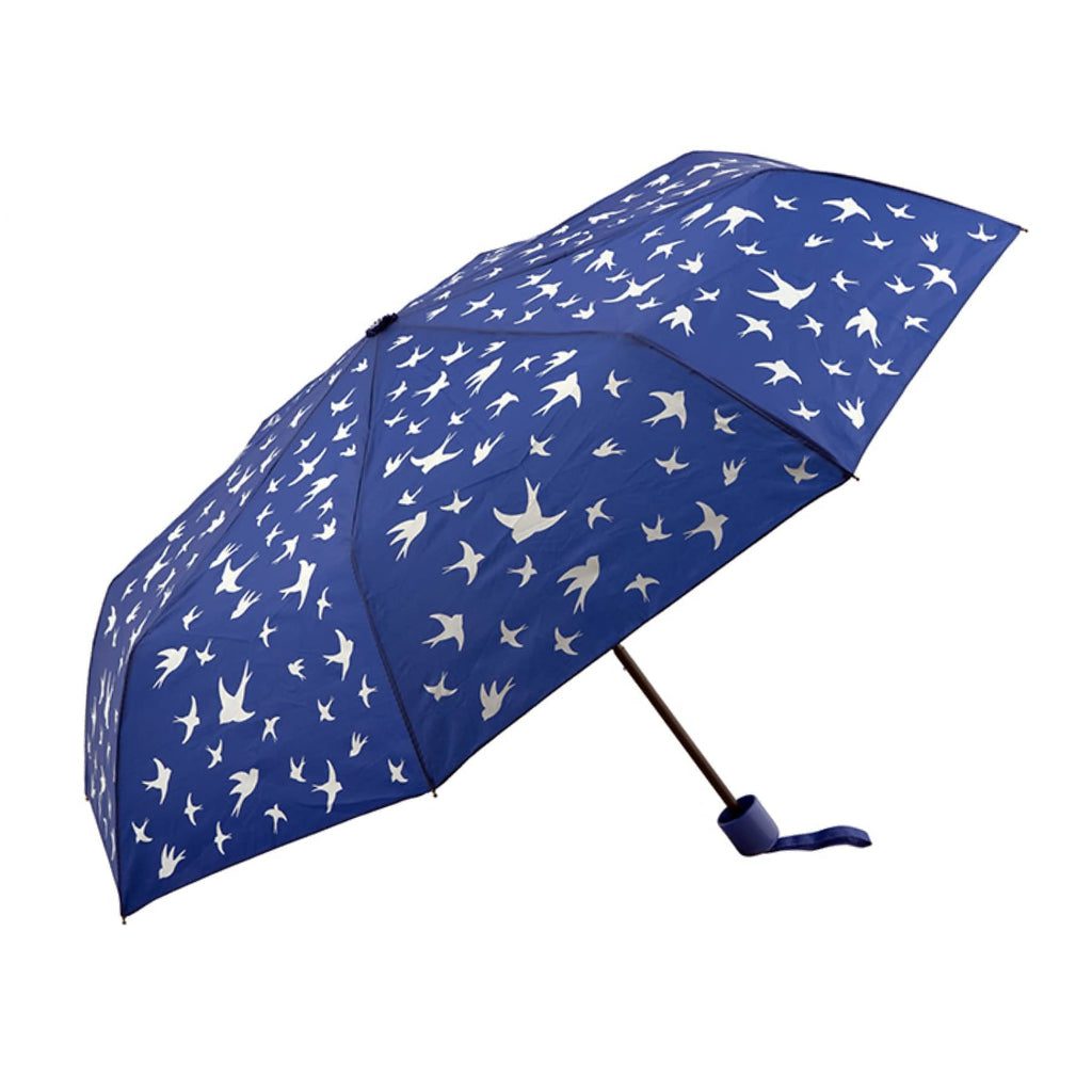 UPF50+ Clifton Mini Maxi Folding Compact Royal Blue Birds Umbrella